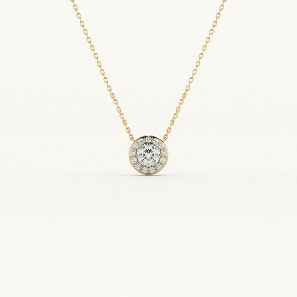 Understated Circle 9KT 0.16 carat Lab Grown Diamond Pendant Necklace