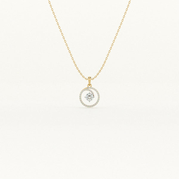 Edgy Circle 9KT 0.71 carat Lab Grown Diamond Pendant Necklace
