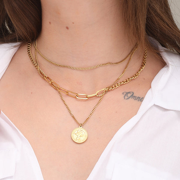 Shop Penny Elizabeth Three Layer Necklace- 18k Gold Plated Palmonas-1