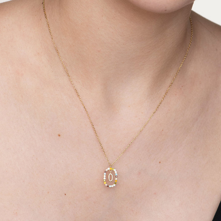 Shop Colourful Stones Initial Necklace- 18k Gold Vermeil Palmonas-10