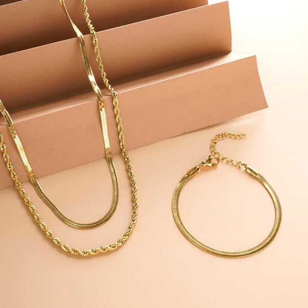 Snake Charm Bracelet & Rope N Snake Chain Combo Set