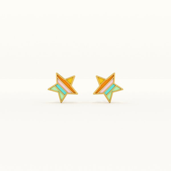Rainbow Star 925 Silver Studs