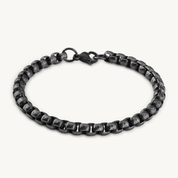 Silver Ball Chain Black Bracelet