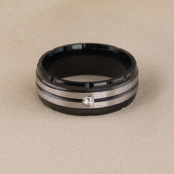 Splendid Silver Black Band Ring