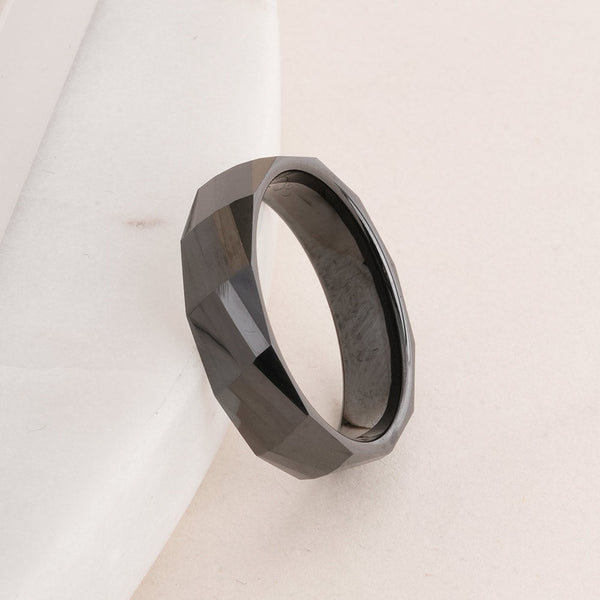 Slanted Black Band Ring