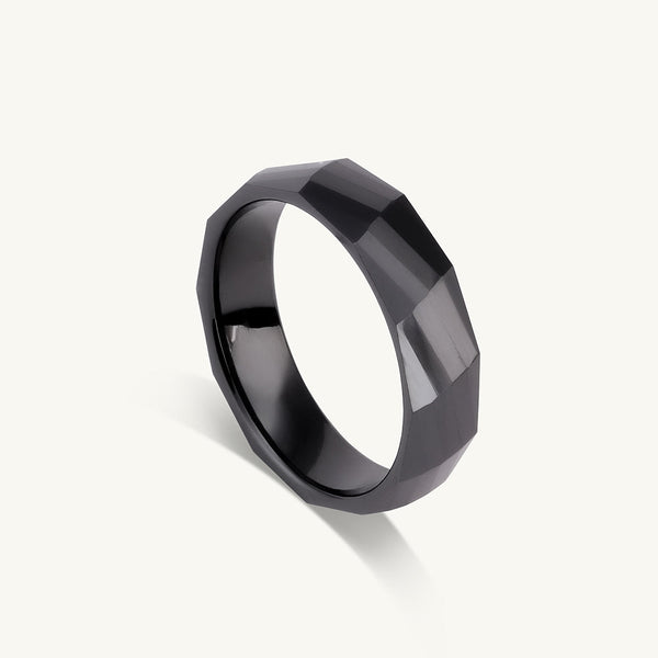 Slanted Black Band Ring
