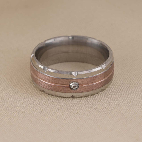 Splendid Silver Rose Gold Band Ring