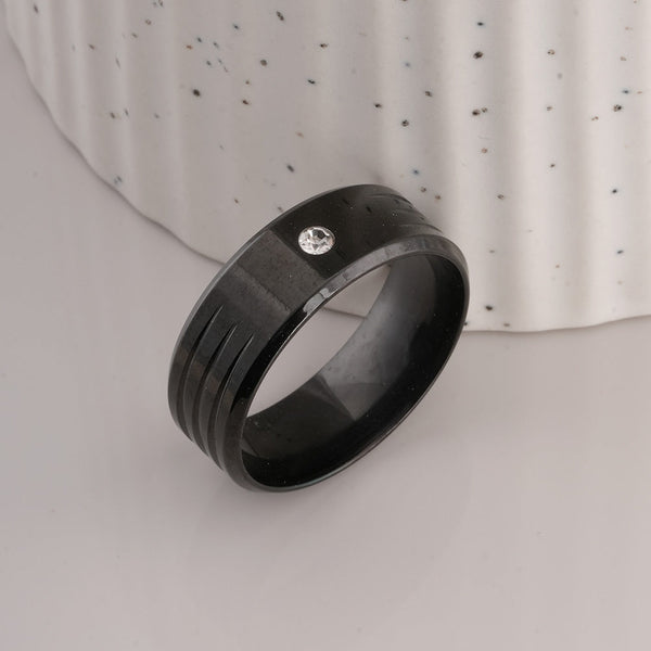 Shiny Diamond Black Ring