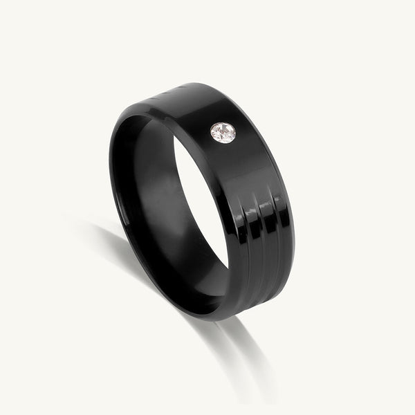 Shiny Diamond Black Ring