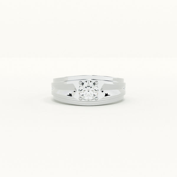 Timeless Single Stone Men's Ring- 925 Silver