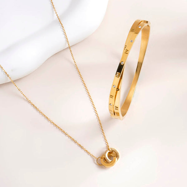 Roman Tales Bracelet & Linked Circles Harmony Necklace Combo Set