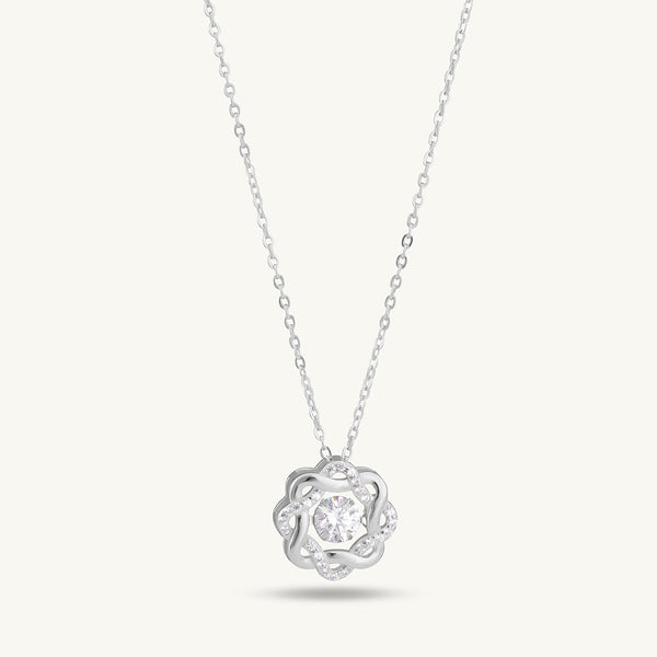 Bejeweled Flower Necklace | Silver