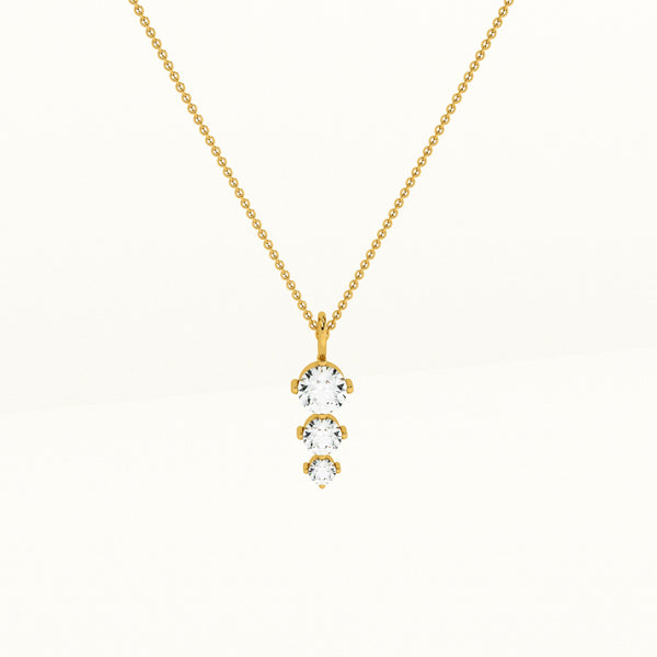 Diamond Trio 0.54 Carat Lab Grown Diamond ~ 14k Gold Pendant without Chain