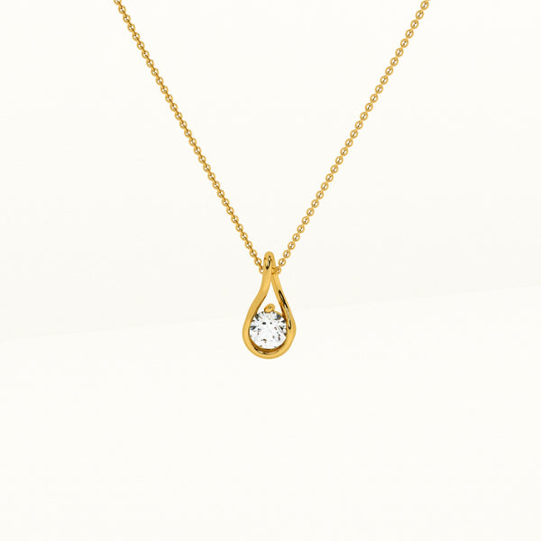 Drop Solitaire 0.24 Carat Lab Grown Diamond ~ 14K Gold Pendant without Chain