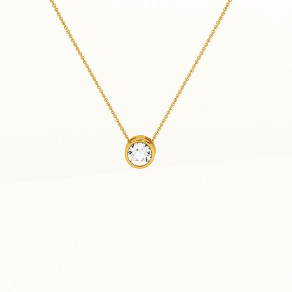 Basel 0.34 Carat Lab Grown Diamond ~ 14K Gold Solitaire Pendant without Chain