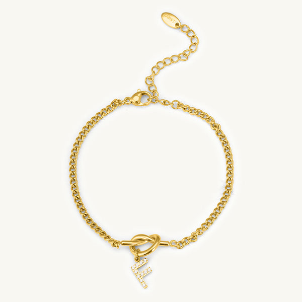 Gold Initial "F" Toggle Bracelet