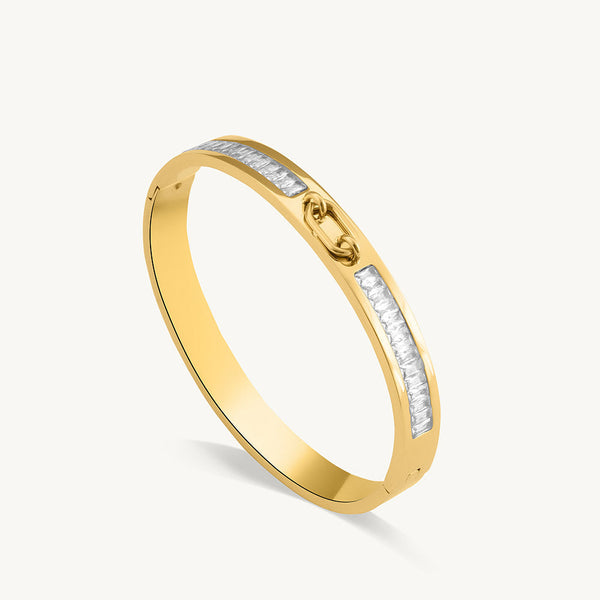 Gold Hinged Bangle Bracelet