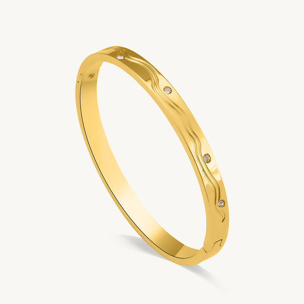 Stone Accented Gold Bangle Bracelet