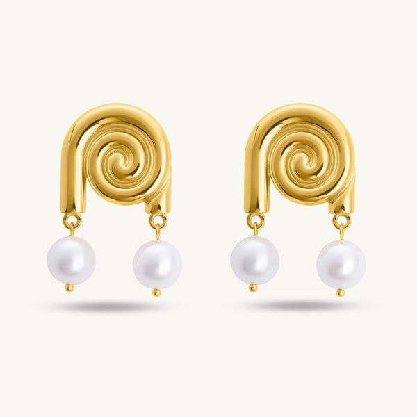 Smooth Conch Imitation Pearl Drop Earrings