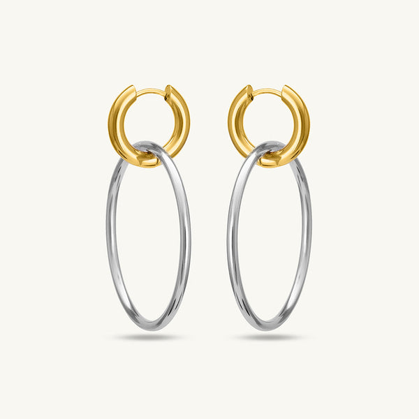 Double Hoop Earrings With Gold Accents