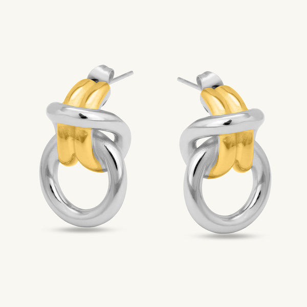 Knotted Gold Multicolored Stud Earring