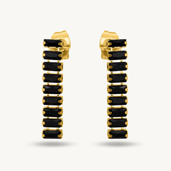 Black Emerald Drop Earring