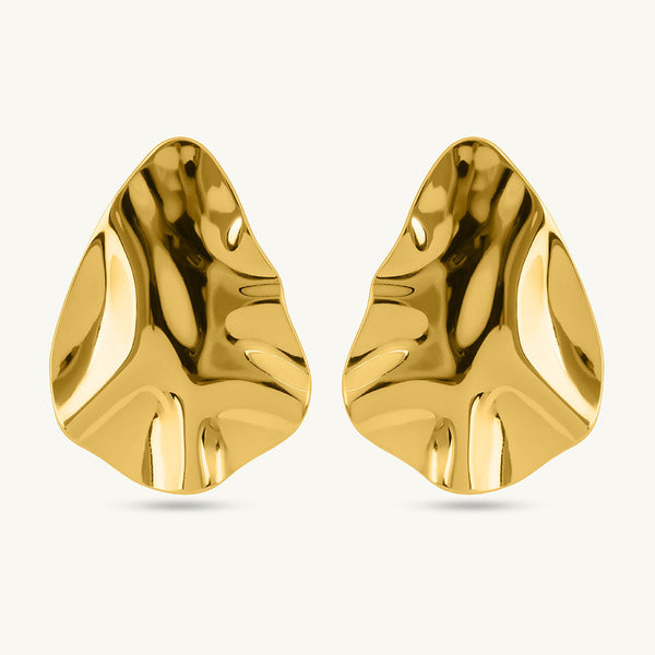 Golden Leaf Stud Earrings