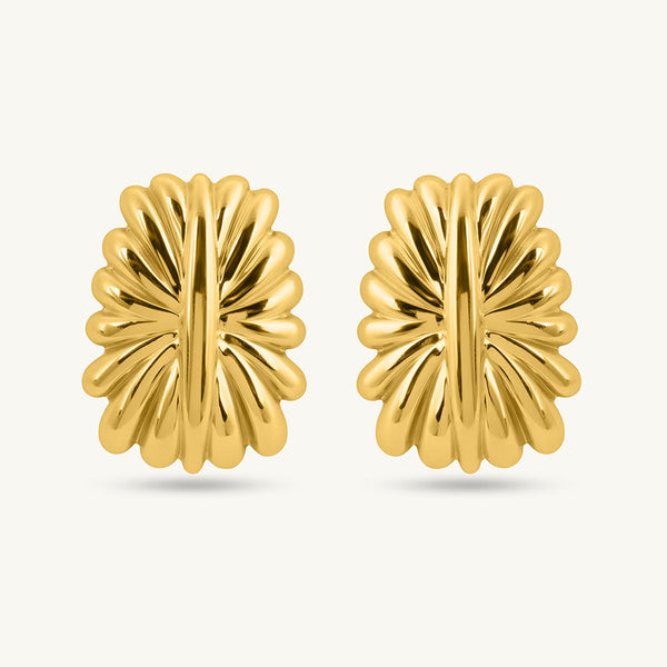 Golden Floral Stud Earrings