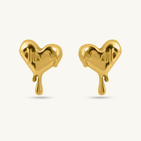 Dripping Heart Stud Earrings