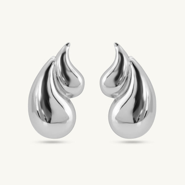 Chic Teardrop Silver Stud Earrings