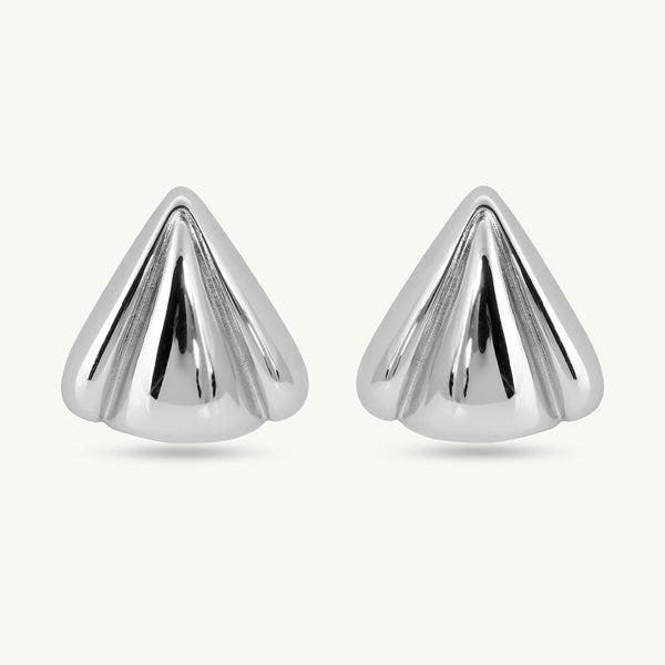 Silver Triangle Stud Earrings