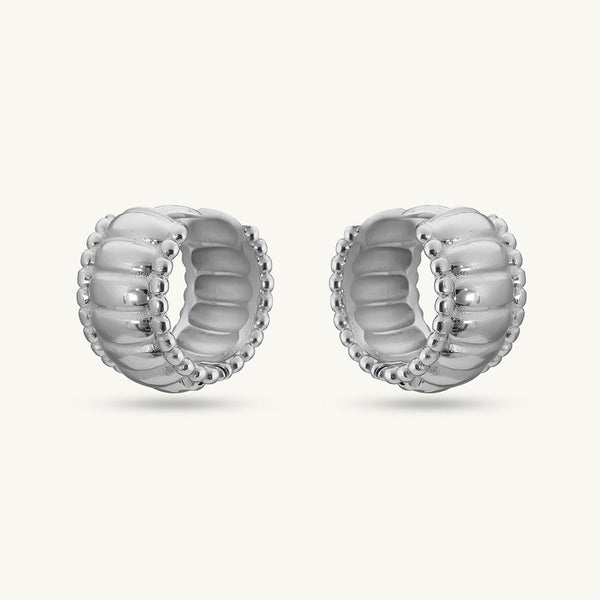 Chunky Hollow Silver  Hoop Earrings