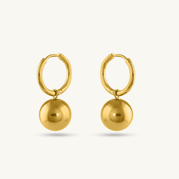 Gold Ball Hoop Earrings