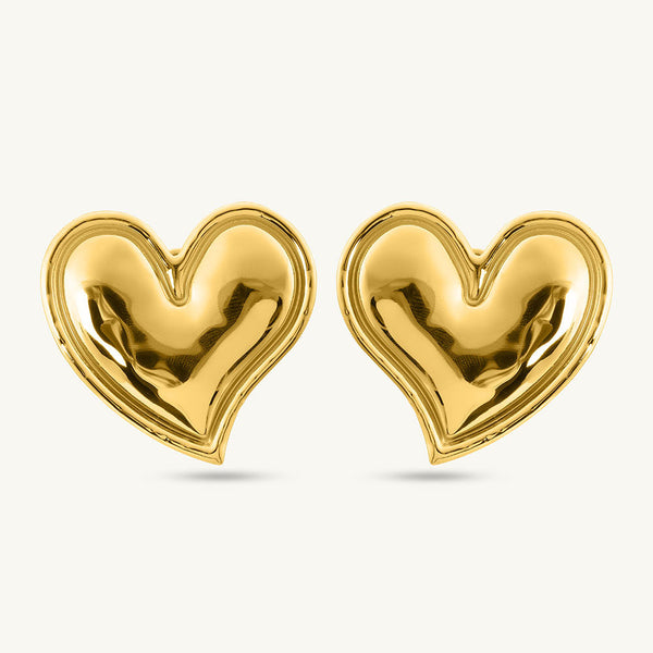 Gold Heart Stud Earrings