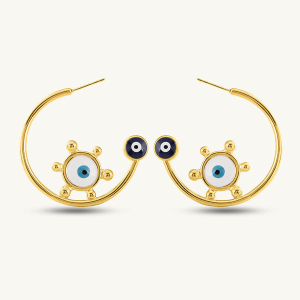 Gold Evil Eye Hoop Earrings
