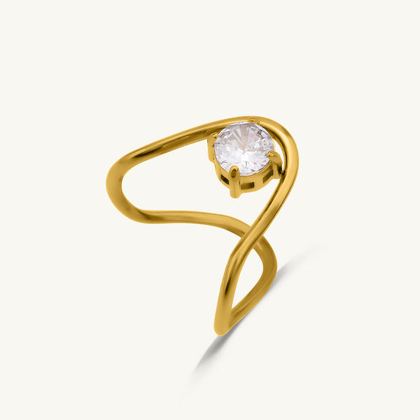 Trendy Curve Diamond Ring