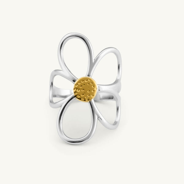 Silver Daisy Flower Ring