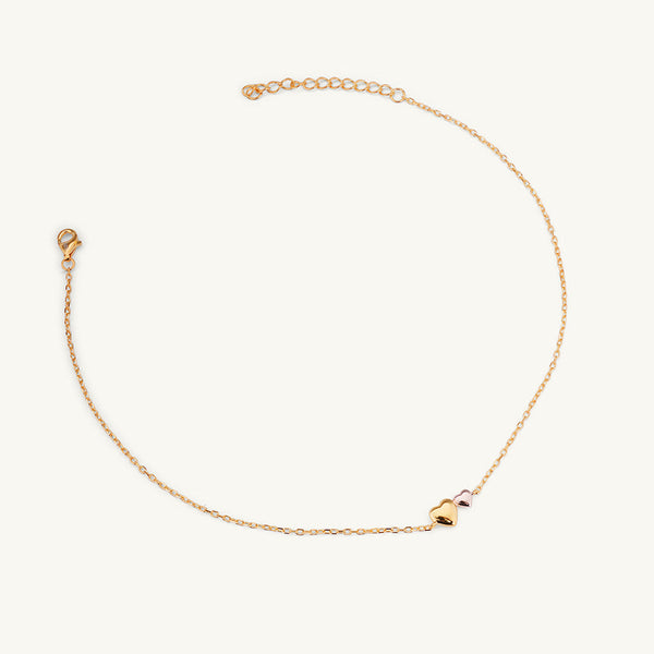 Two Hearts Anklet | 18K Gold Vermeil Plated