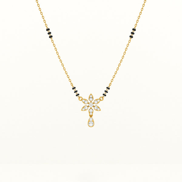 Floral Solitaire Pendant 925 Silver Mangalsutra