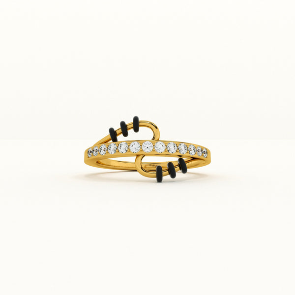 Wave Design 925 Sterling Silver Mangalsutra Ring | BIS Hallmarked | 18k Gold Vermeil