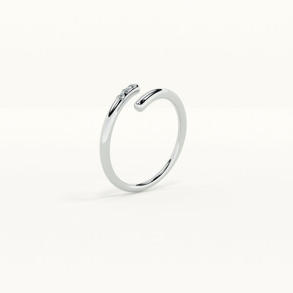 Three Stone Open Silver Band