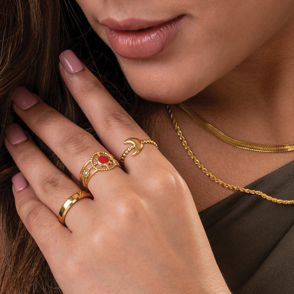 Shop Enamel Cuff Moon Ring Set Palmonas-1