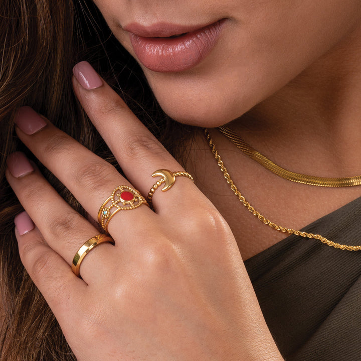 Shop Enamel Cuff Moon Ring Set Palmonas-1