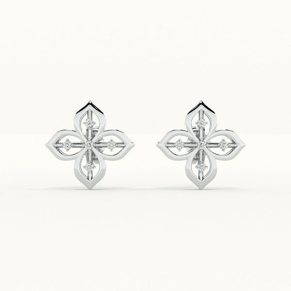 Floral Grace Lab-Grown Diamond + 925 Sterling Silver Earrings