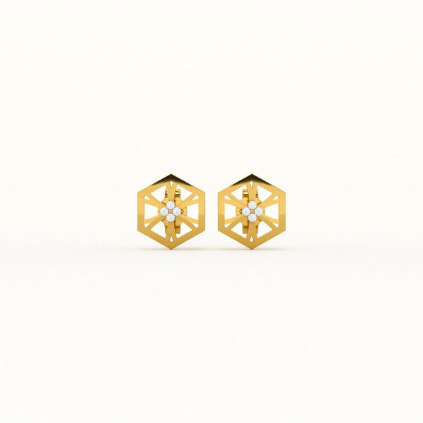 Golden Hexa Star 0.16 Carat Lab-Grown Diamond Studs