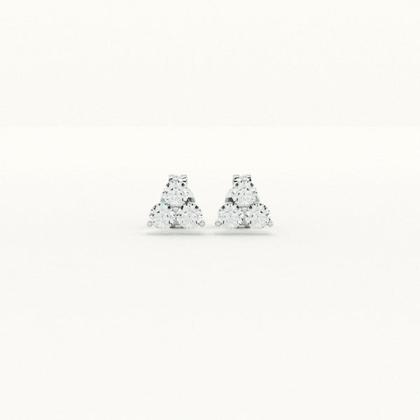 Elegant Trio Cluster Lab-Grown Diamond + 925 Sterling Silver Earrings