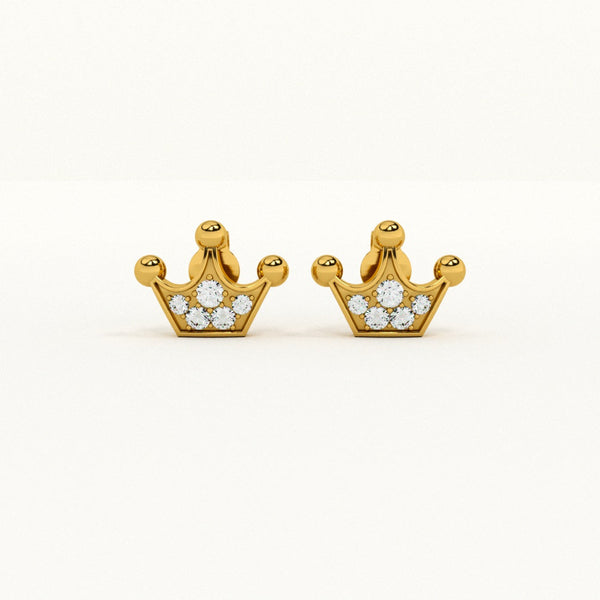 Royal Crown 0.05 Carat Lab-Grown Diamond Gold Vermeil Studs