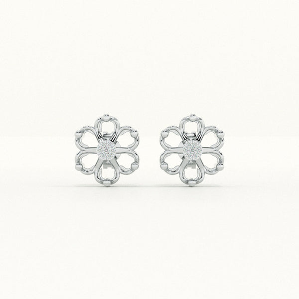 Floral Elegance Lab-Grown Diamond + 925 Sterling Silver Earrings