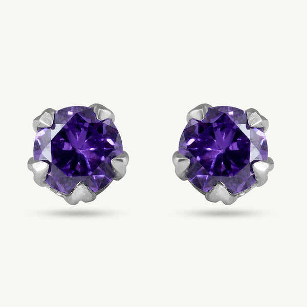 Purple 925 Sterling Silver Stud Earrings