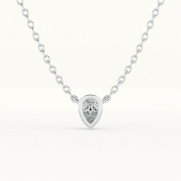 Solitaire Pear 925 Sterling Silver Necklace
